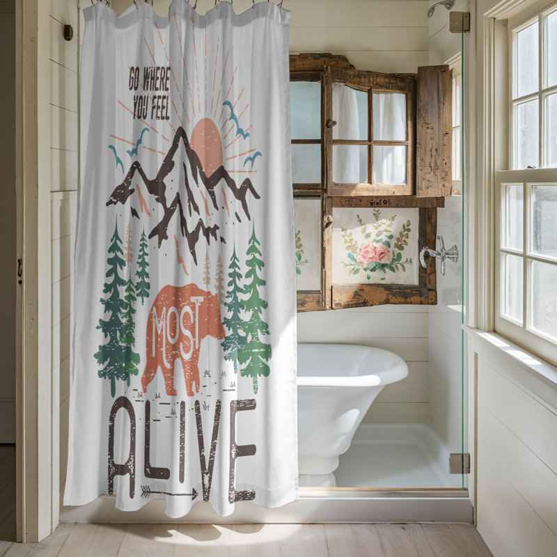 Rideau de douche standard 1 pièce Trail Days, H 74 po x l 71 po