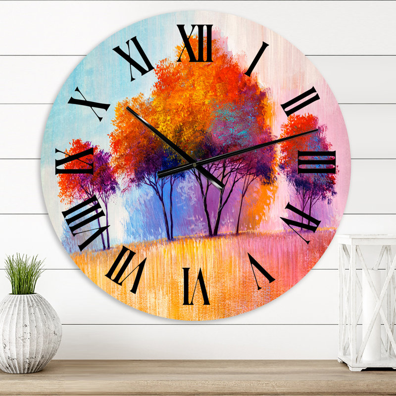 Arbre d'automne forêt colorée XXII - horloge murale maison de campagne, Petit