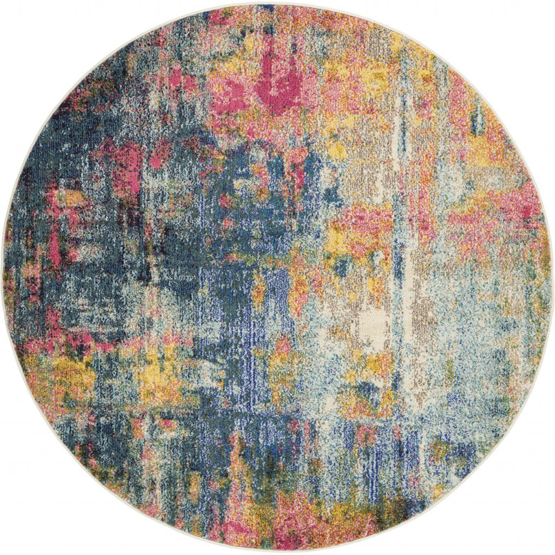 Velva Abstract Indoor Rug, Round 4'