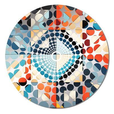 Blue Industrial Matrix Cubic Reflections - Concentric Circles Decorative Mirror