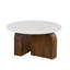 Table basse ronde en bois massif et marbre véritable 36 po