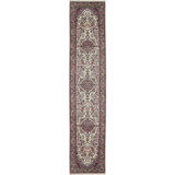 Wool Oriental Area Rug in Ivory/Light Green/Plum