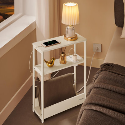 Side Table With Charging Station,magazine Rack