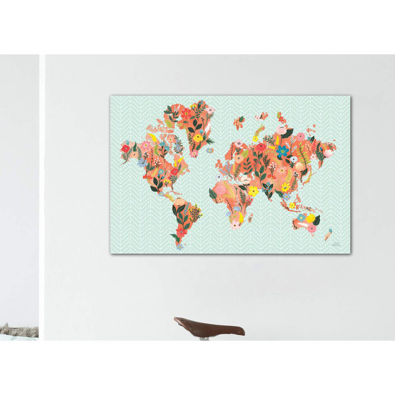«Wild Garden World» par Laura Marshall - impression d'art graphique, H 26 po x l 40 po x 1,5 po, Toile tendue, Pas de tapis