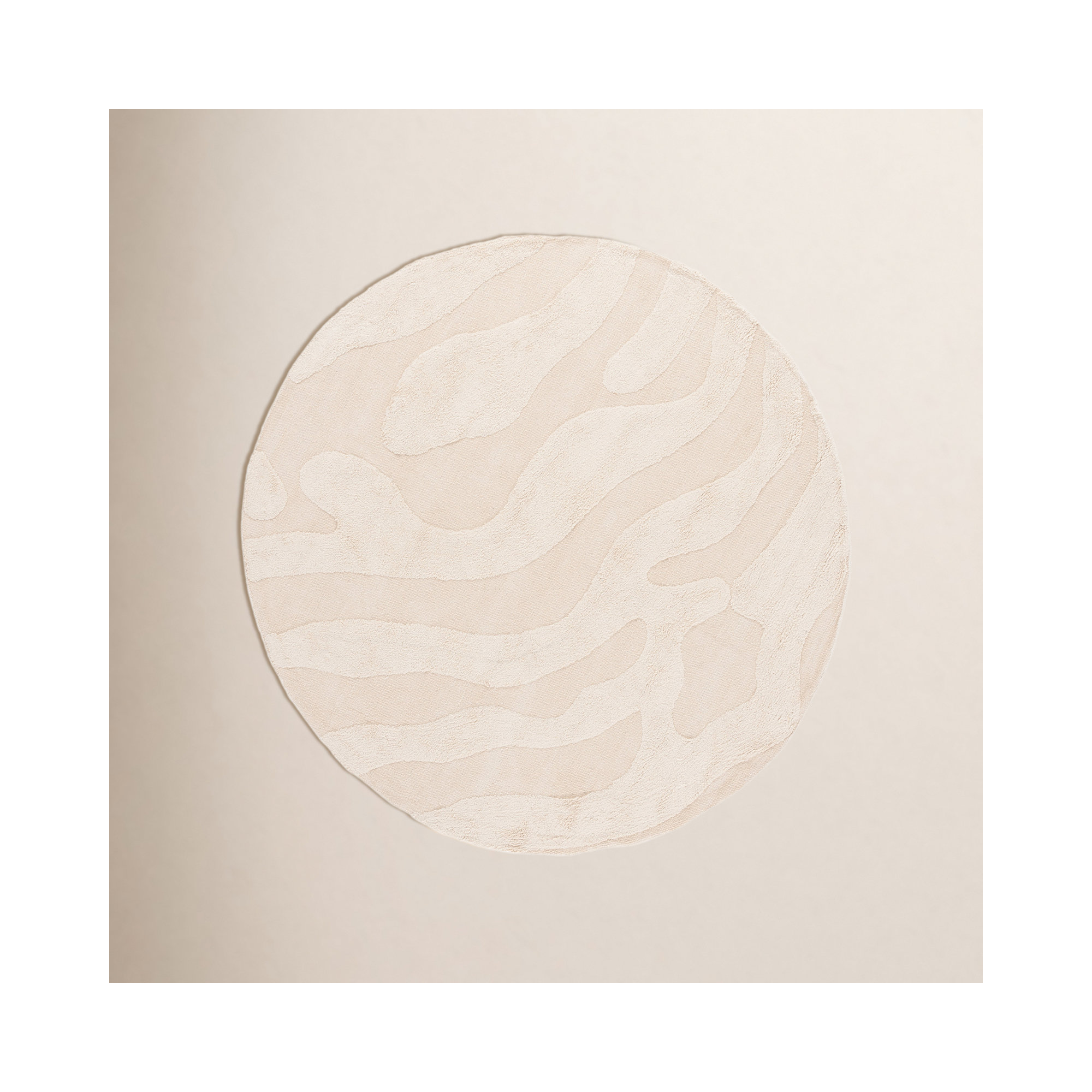 Moura Handmade Recycled Cotton Ivory Rug, Round 6'