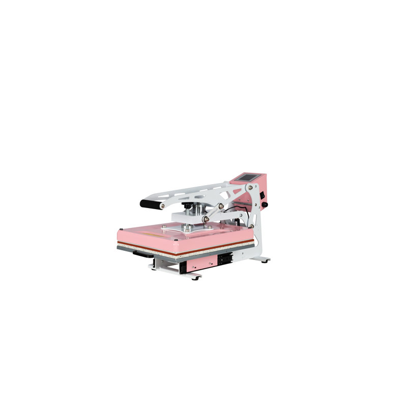 Stylish Pink & White 18 Semi-Auto Heat Press Machine with Auto Open & Slide-Out Base