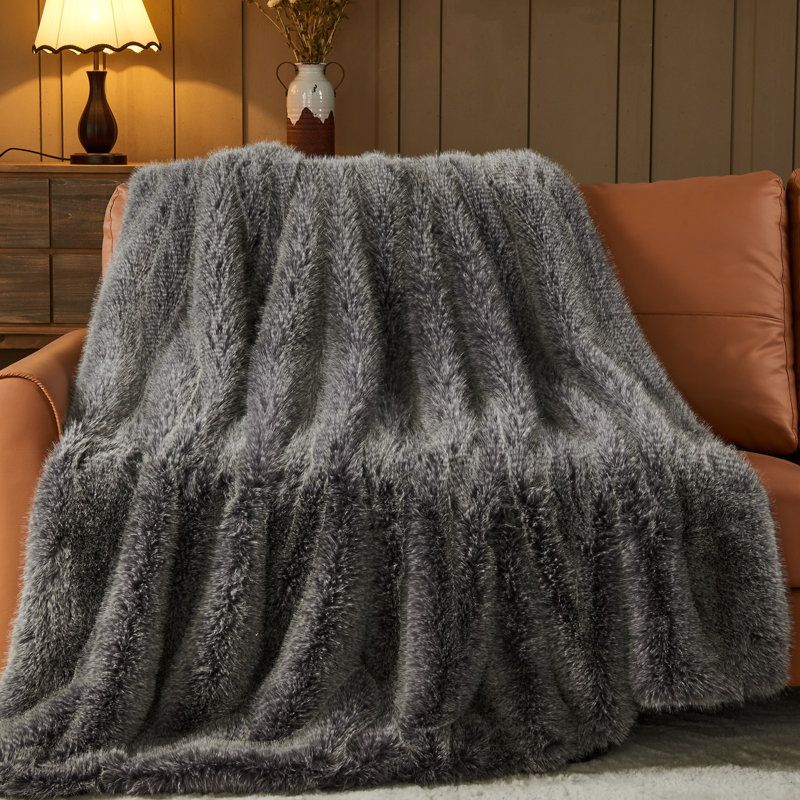 Couverture en fausse fourrure Newcosplay, Lit simple, Noir