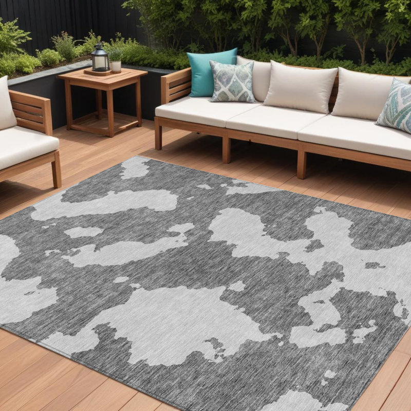 Tapis intérieur gris lavable abstrait 10 pi x 14 pi