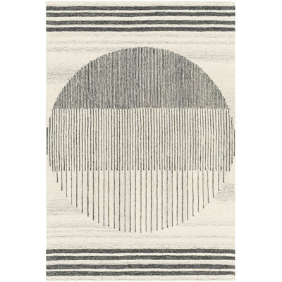 Tapis beige / noir en laine touffeté à la main Uptown