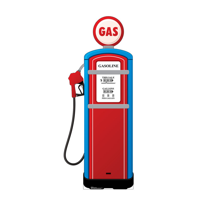 76'' Red and Blue Cardboard Gas Pump Standup