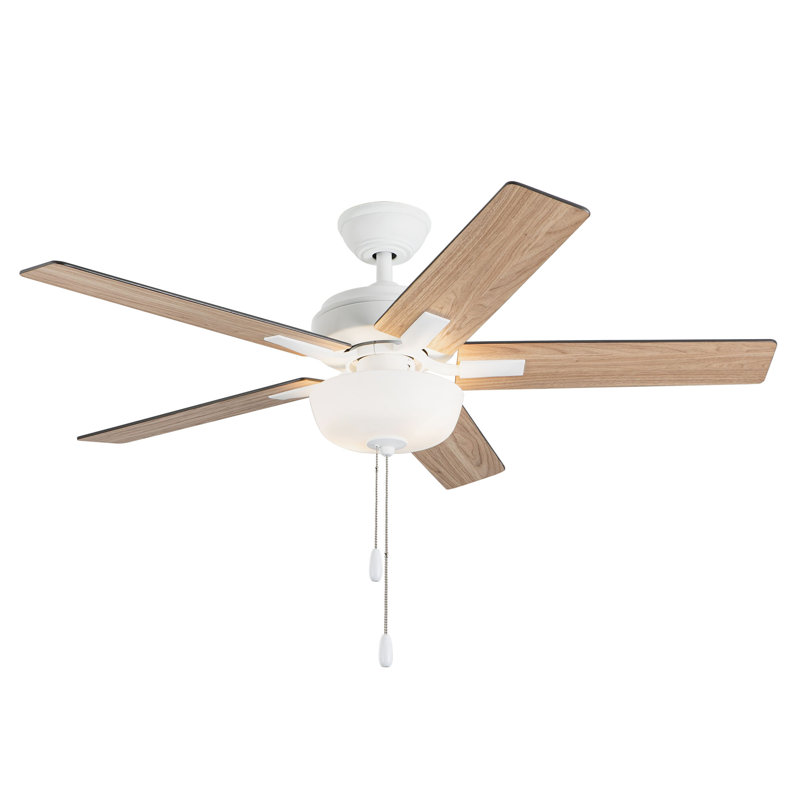 Ventilateur de plafond 52 po Erikson + ensemble de DEL avec ventilateur de plafond à ampoule, Blanc, Brun
