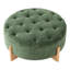Repose-pieds rond capitonné 32 po avec pieds en bois massif, table basse moderne avec boutons capitonnés, lignes passepoilées, repose-pieds en chenille pour le salon-2131801798