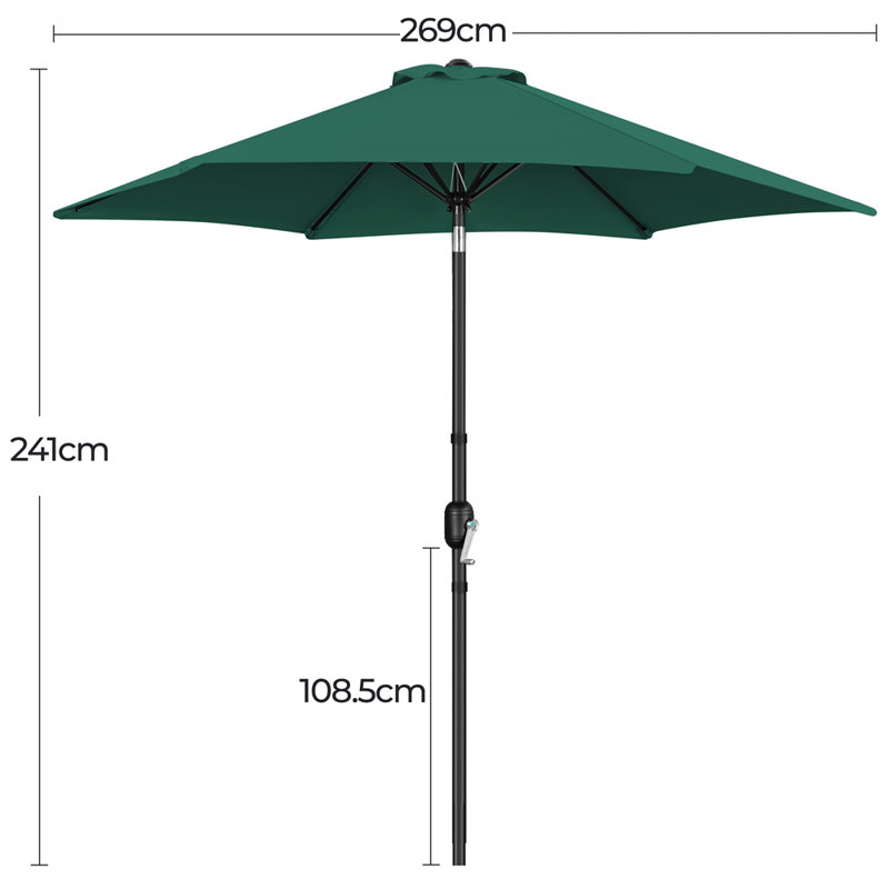 Charlean 269cm Tilt Parasol, Dark Green