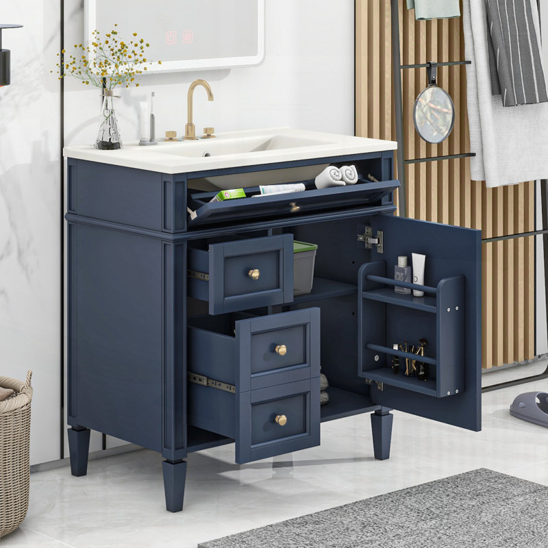 Meuble-lavabo moderne de 30 po avec lavabo supérieur, rangement spacieux et conception durable pour une organisation efficace