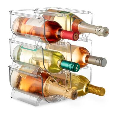 Prep & Savour Set of 6 Refrigerator Wine and Water Bottle Holder, Stackable Plastic Wine Rack Storage Organizer for Fridge, Cabinet, Pantry, Kitchen Countertops Pre