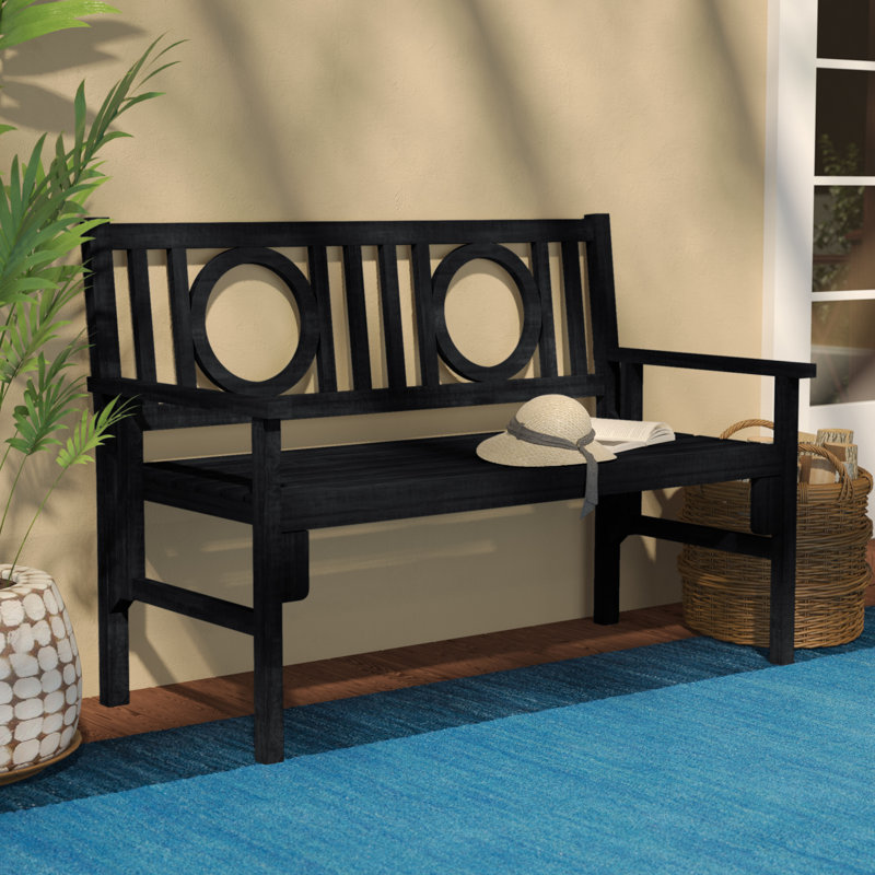 Adames Solid Wood Acacia Outdoor Bench, Dark Slate Gray
