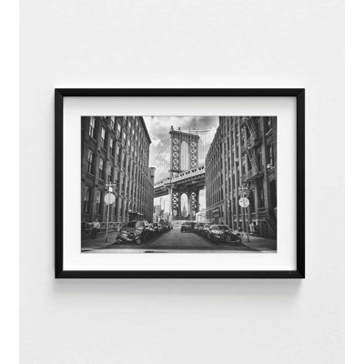 Black and White Urban Bridge Photo: Framed Fine Art Print