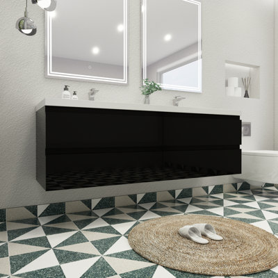 Ensemble de meuble-lavabo double mural 72 po Aylanna