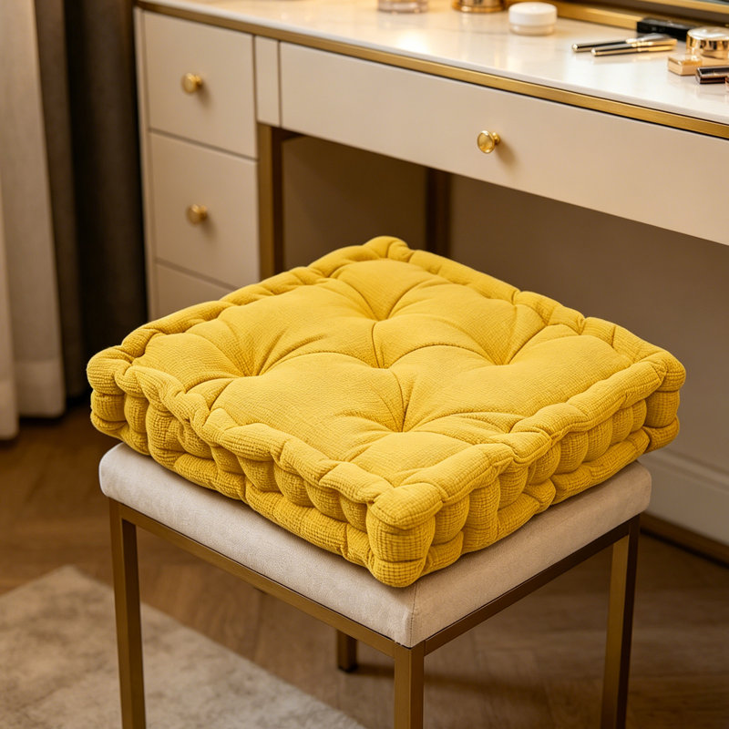 Square Microfiber  Floor Pillow /Cushion., Yellow