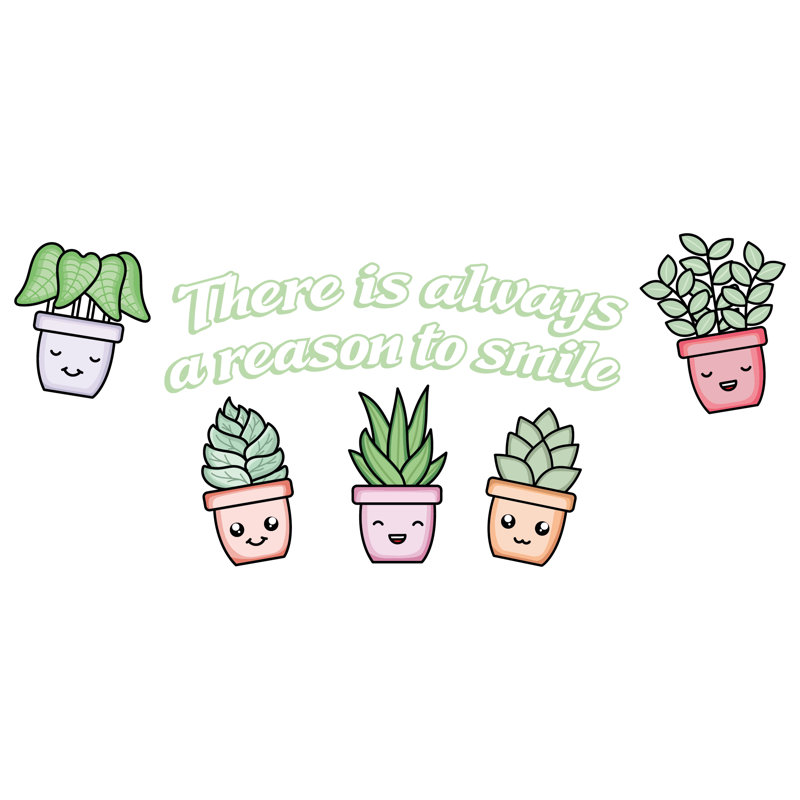 Adhésif décoratif plantes et pots à sourire
