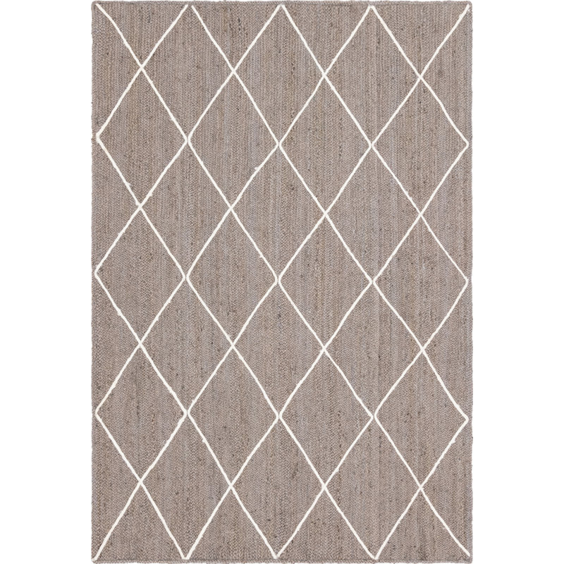 Tapis intérieur / extérieur gris / ivoire Jute, Rectangle 6 pi 1 po x 9 pi