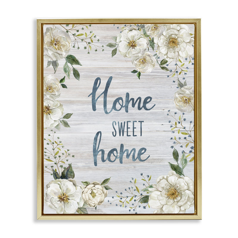 Art mural sur toile Sweet Home Shabby Elegance Floater par Carol Robinson, Cadre flottant métallique doré, H 21 po x l 17 po