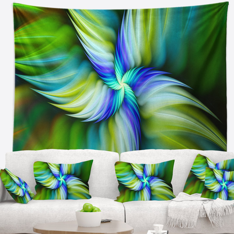 Tapisserie florale à motif d'étoile verte, H 50 po x l 60 po