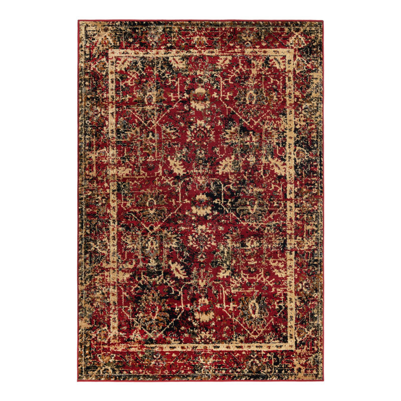 Tapis brun / rouge / noir Alameda, Rectangle 4 pi 1 po x 6 pi 1 po