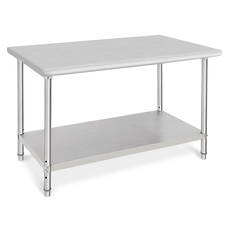 Table de travail 48 po x 30 po en acier inoxydable 201 avec tablette inférieure réglable, table de préparation commerciale robuste