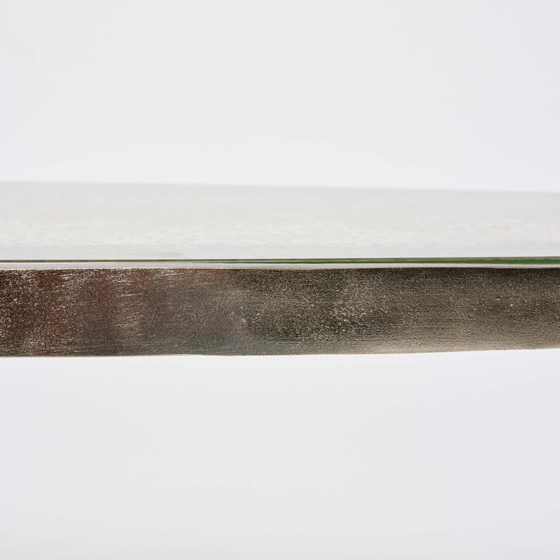 Taupe Gray Glass Top Coffee Table with Champagne Base