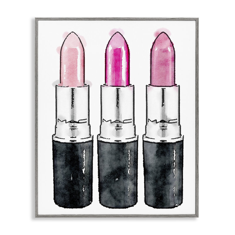 «Keith Three Pink Lipsticks» par Amanda Greenwood, reproduction sur toile, H 30 po x l 24 po, Estampe numérique Farmhouse