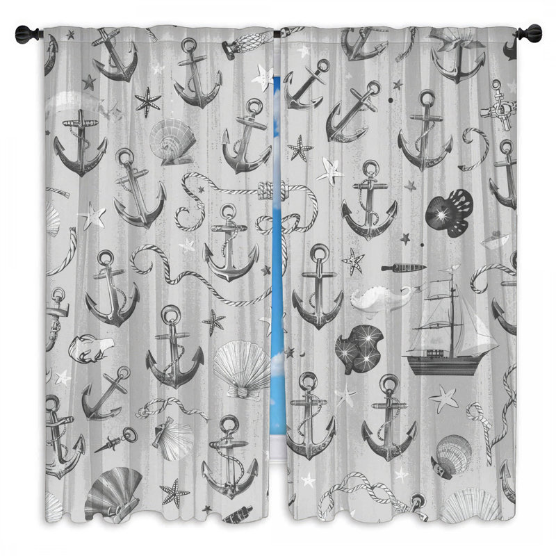 Rideaux obscurcissant Nautical Anchor Shells, 40 po x 80 po - 2 panneaux, Obscurcissement de chambre