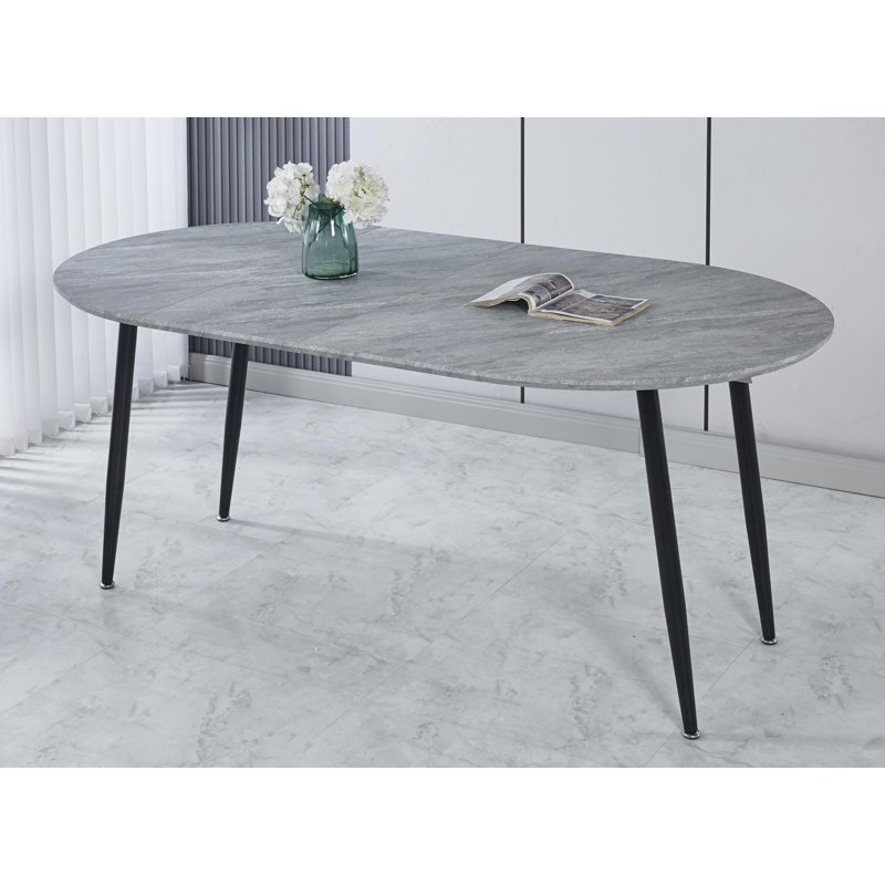 70.88"  Extensible Dining Table, Iron, Black, Gray