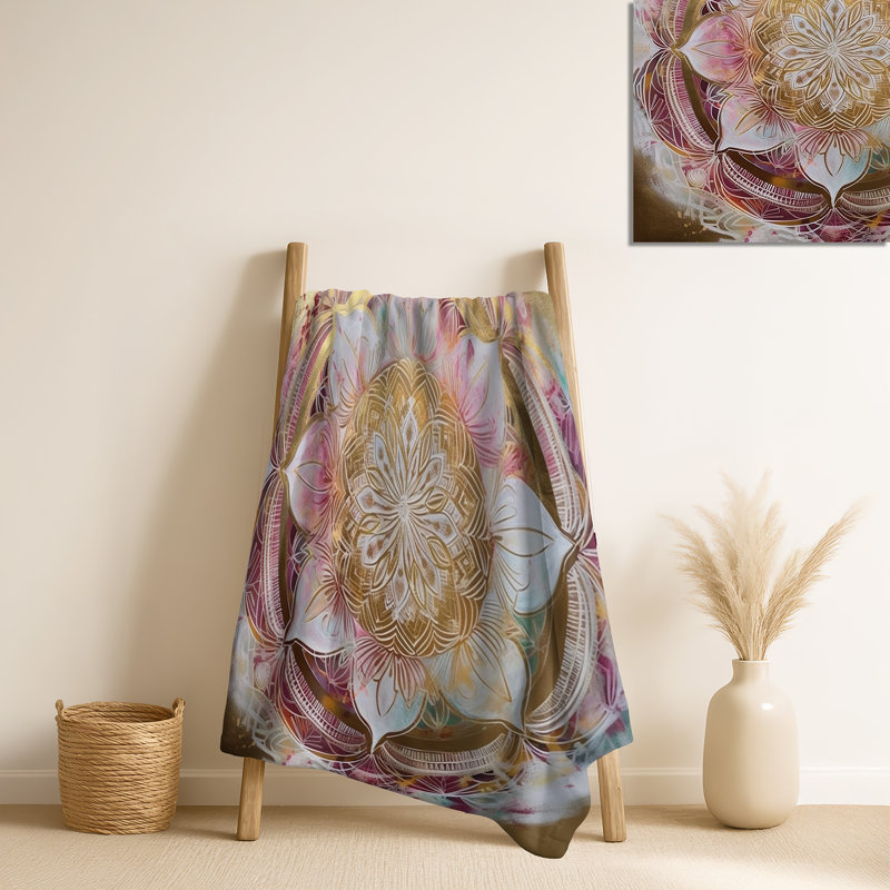 Jeté décoratif rose doré Mandala II - Boho Mandala