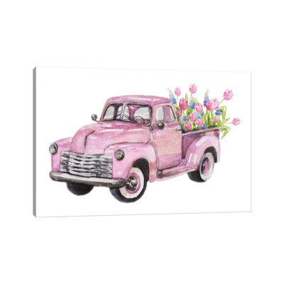 «Spring Pink Flower Truck» par - Toile tendue