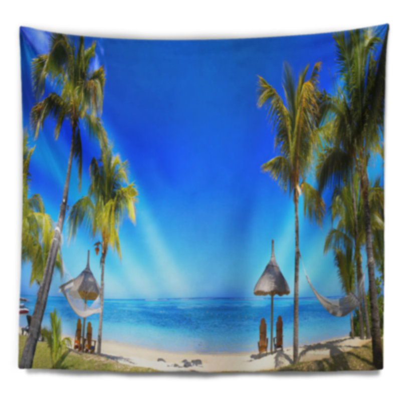 Tapisserie beach de l’île de mer avec chaises, H 32 po x l 39 po