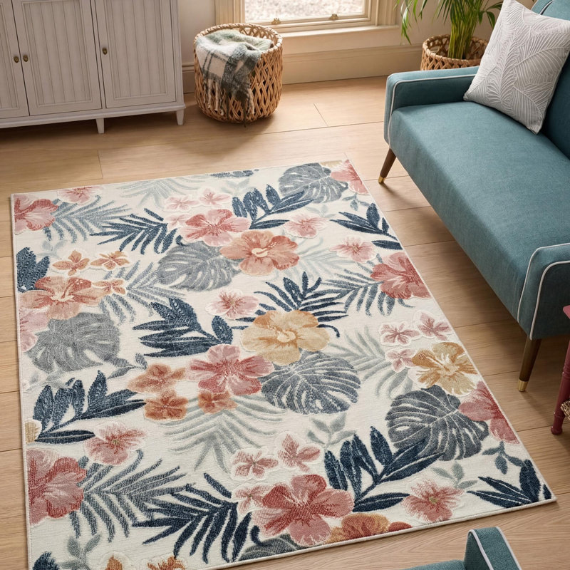 Floral Indoor / Outdoor Area Rug, Rectangle 200 x 290 cm