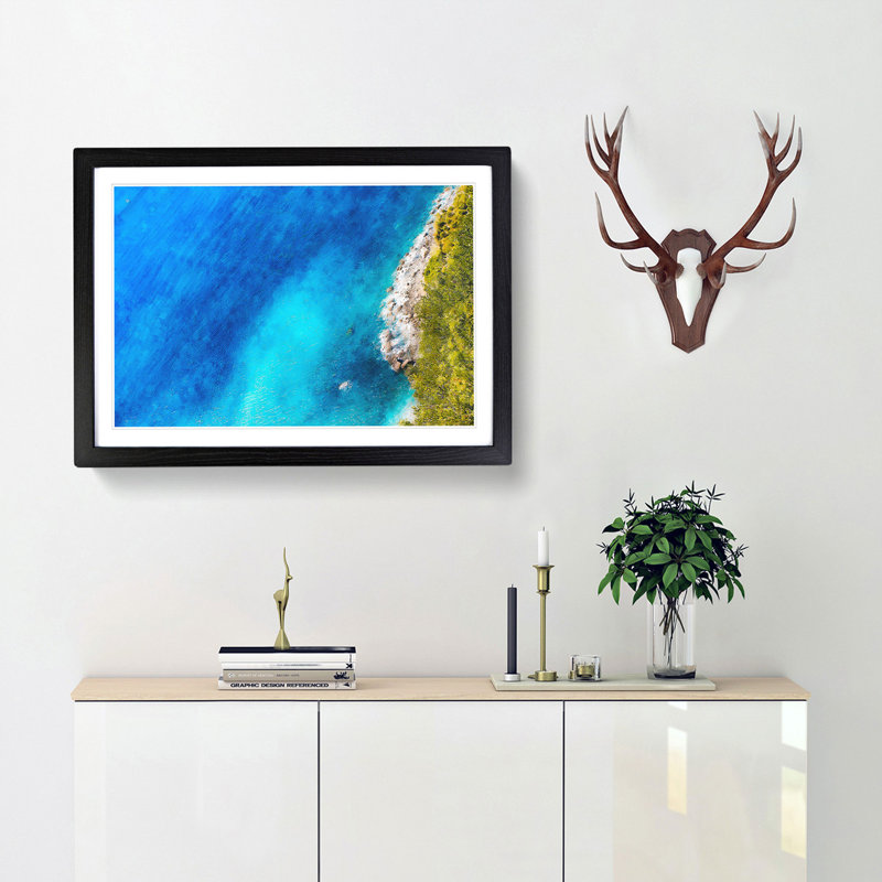 Coast of Cinque Terre in Italy - Picture Frame Graphic Art Print, 33cm H x 45cm W x 2cm D, Black Framed