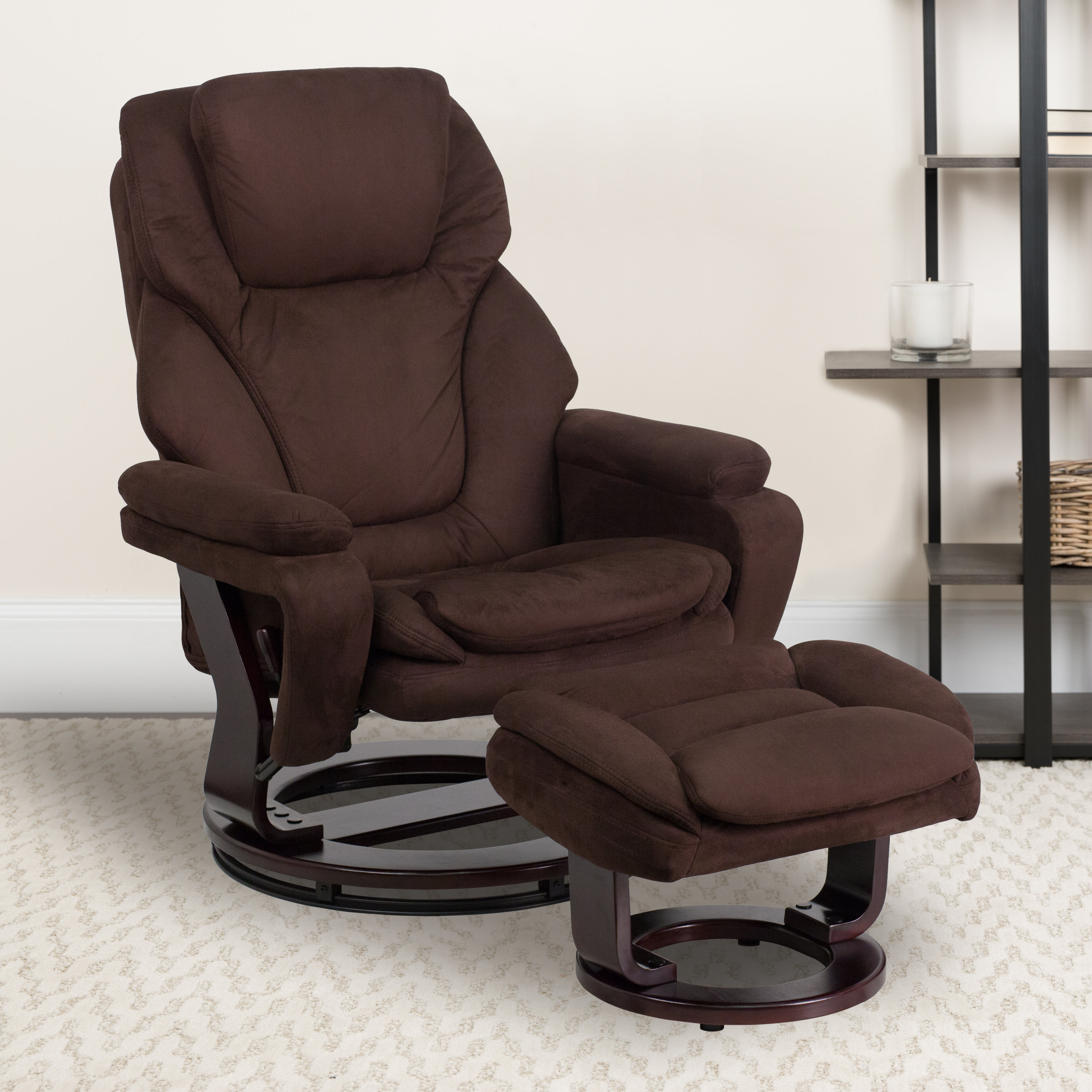 Charlton Home Casey Jane Upholstered Swivel Recliner with Ottoman