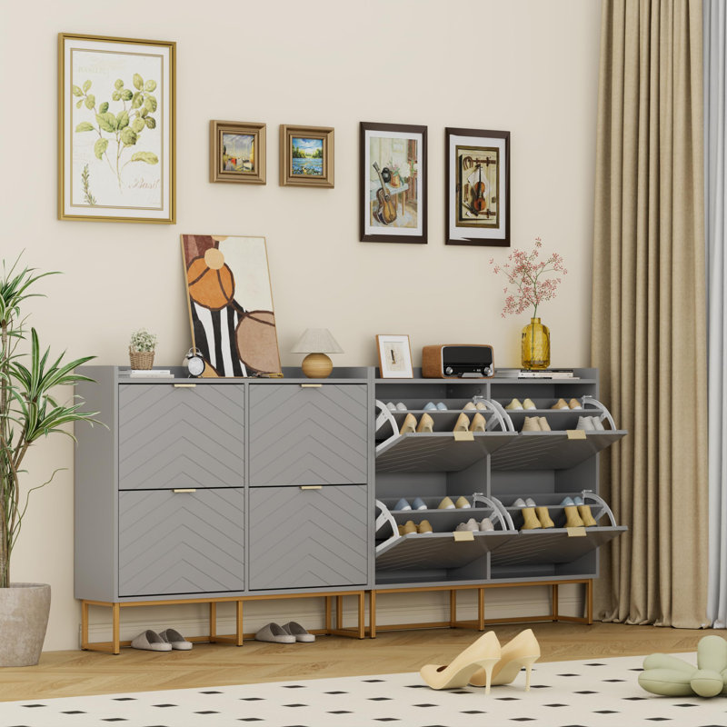 20 Pair Flip Down Shoe Storage, Grey