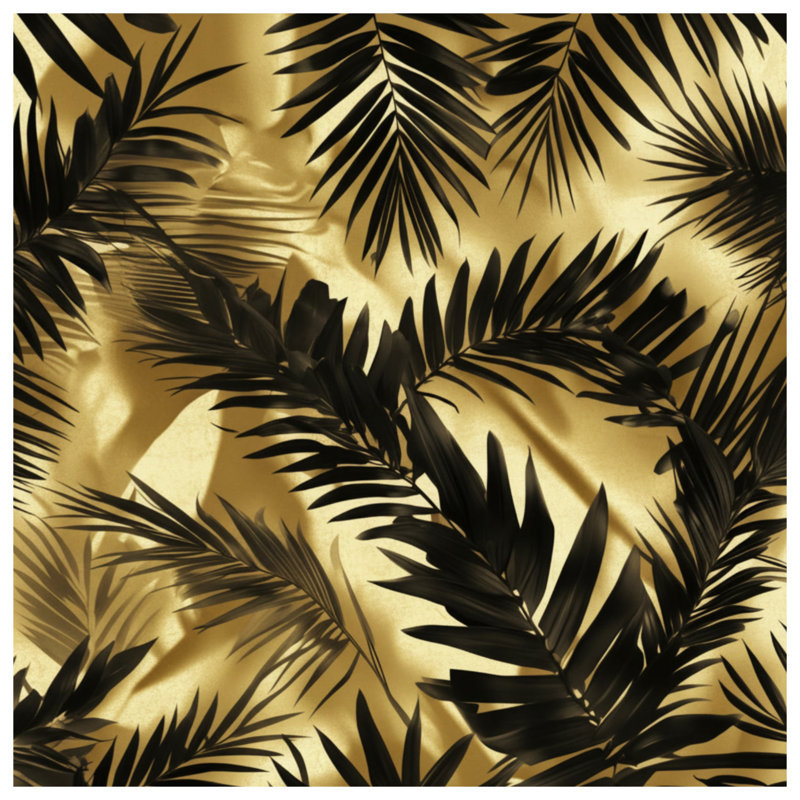 Couvertures à motif de feuilles de palmier, L 50 po x H 60 po, Moyen or noir