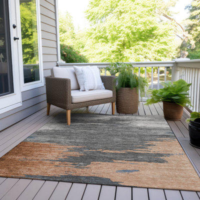Machine Washable Indoor/Outdoor Xhevrie Paprika Rug