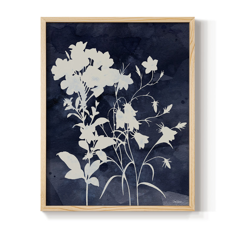 Indigo Botanical II, reproduction encadrée revisitée - bois massif, Naturel, H 11 po x l 9 po