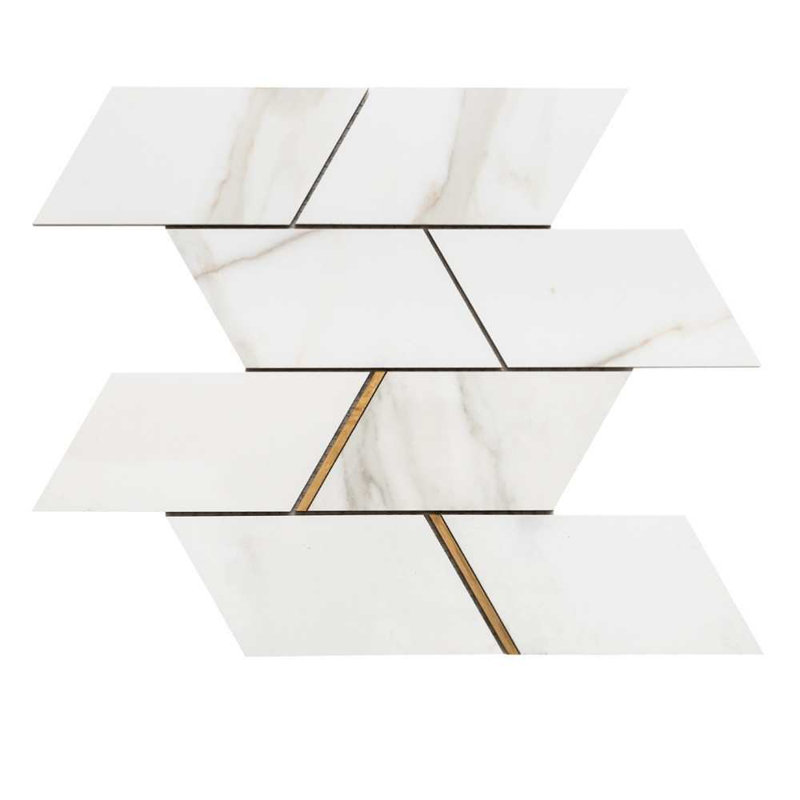 Stately Avenue 11" x 12" Porcelain Marble Look Tile, Gold