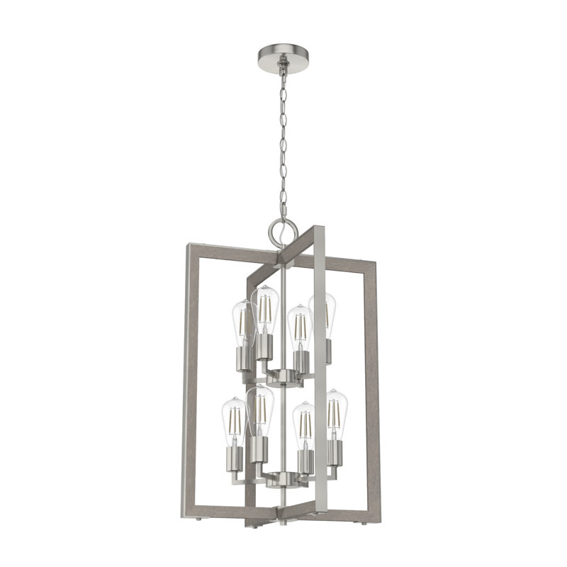 Woodburn 8 Light 24 Inch Foyer Pendant Ceiling Light Fixture, Brushed Nickel