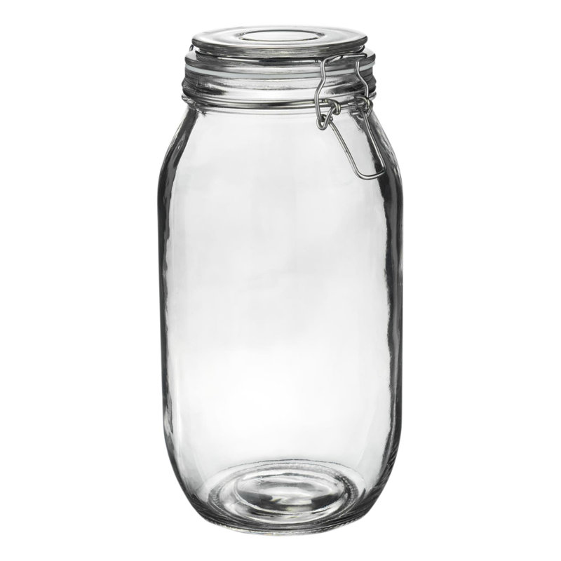 Argon Tableware - Glass Storage Jars, 25cm H x 12cm W x 12cm D, White/Clear