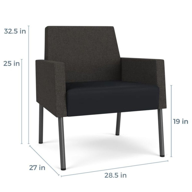 Fauteuil de réception Mystic, Gris anthracite, Fumée Archetype / noir Modena