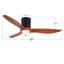 Ventilateur de plafond encastré à profil bas en bois massif 52 po avec lumière et moteur silencieux réversible 52 po Mordern Farmhouse