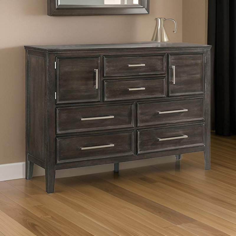 Commode combinée 6 tiroirs Gursev, Brun