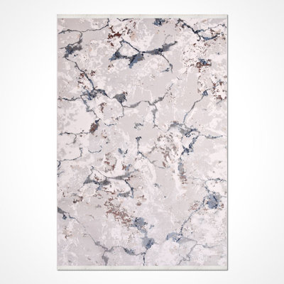 Modern/Abstract Beige Machine Washable Non-Slip Area Rug